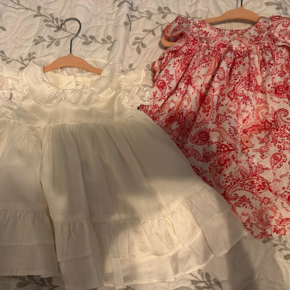 Janie and Jack Cream Baby Dress with Bow